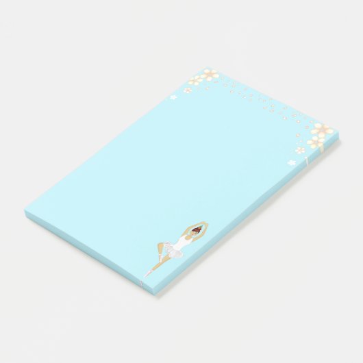 Kute Ballet Dancer & Flowers op Light Blue Post-it® Notes (Schuin)