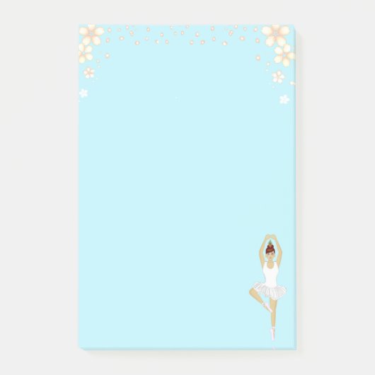 Kute Ballet Dancer & Flowers op Light Blue Post-it® Notes (Voorkant)