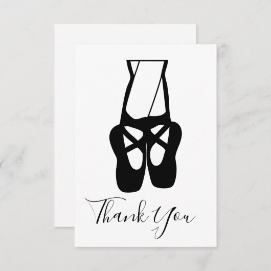 Kute balletdanserleggen en slippers bedankkaart (Voorkant / Achterkant)