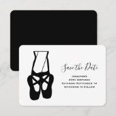 Kute balletdanserleggen en slippers save the date (Voorkant / Achterkant)