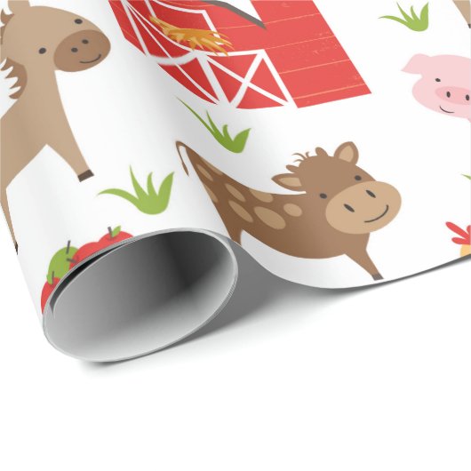 Kute Barn en boerderijdieren — Verpakkingspapier Cadeaupapier (Rol Hoek)