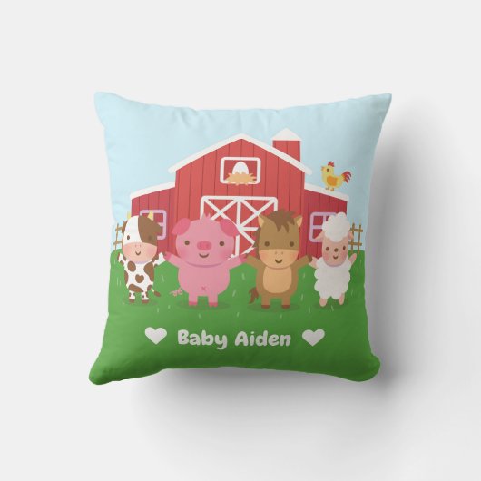 Kute Barn Farm Animals Kinder Nursery Room Decor Kussen (Achterkant)