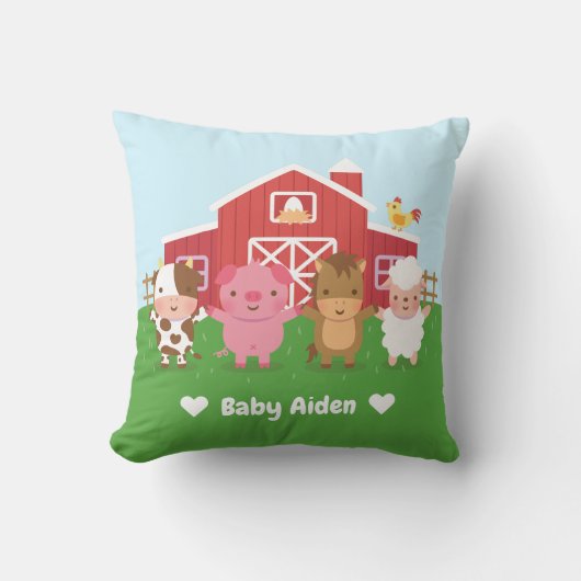 Kute Barn Farm Animals Kinder Nursery Room Decor Kussen (Voorkant)