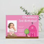 Kute Barn Yard Farm Animals Birthday Foto nodigt u Kaart (Staand voorkant)