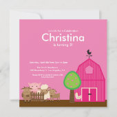 Kute Barn Yard Farm Animals Birthday Party nodigt  Kaart (Voorkant)