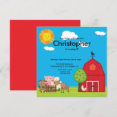 Kute Barn Yard Farm Animals Birthday Party nodigt Kaart (Voorkant / Achterkant)