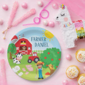 Kute Barnyard Animals, Farmer, Tractor Birthday Papieren Bordje (Feest)