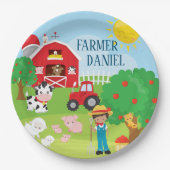 Kute Barnyard Animals, Farmer, Tractor Birthday Papieren Bordje (Voorkant)