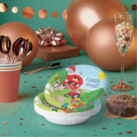 Kute Barnyard Animals, Farmer, Tractor Birthday Papieren Kommen (Multi)