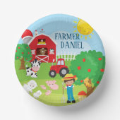 Kute Barnyard Animals, Farmer, Tractor Birthday Papieren Kommen (Voorkant)