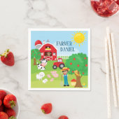 Kute Barnyard Animals, Farmer, Tractor Birthday Servet (Insitu)