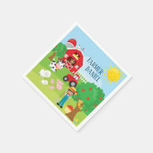 Kute Barnyard Animals, Farmer, Tractor Birthday Servet (Hoek)