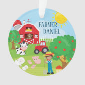 Kute Barnyard Animals, Farmer, Tractor Kerstmis Ornament (voorkant)