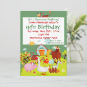 Kute Barnyard Farm Animals Birthday Invitation Kaart (Staand voorkant)