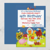 Kute Barnyard Farm Animals Birthday Invitation Kaart (Voorkant / Achterkant)