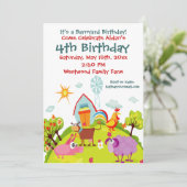 Kute Barnyard Farm Animals Birthday Invitation Kaart (Staand voorkant)