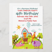Kute Barnyard Farm Animals Birthday Invitation Kaart (Voorkant / Achterkant)