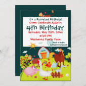 Kute Barnyard Farm Animals Birthday Invitation Kaart (Voorkant / Achterkant)