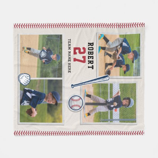 Kute Baseball Fan Personalized Sports Fleece Deken (Voorkant (Horizontaal))