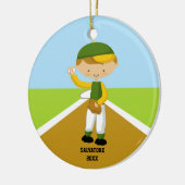 Kute Baseball Player in Green & Yellow Ornament (Links)