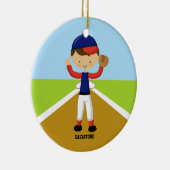 Kute Baseball Player in Red & Blue Ornament (Rechts)