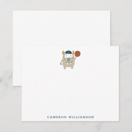 Kute Basketball Monster Persoonlijke Stationery Bedankkaart (Voorkant / Achterkant)