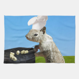 Kute BBQing Squirrel Theedoek