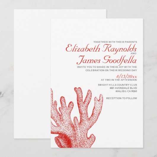 Kute Beach Destination Wedding Invitations Kaart (Voorkant / Achterkant)