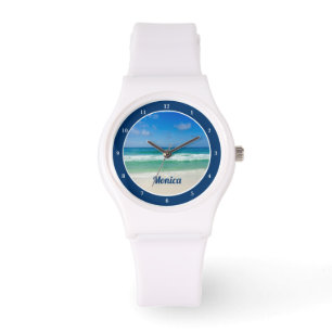 Kute Beach foto Gepersonaliseerd Seaside White Horloge