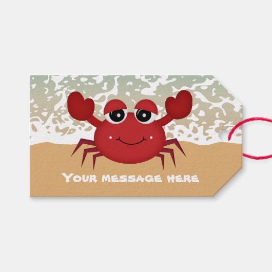 Kute beach krab voegt berichtnamen label toe cadeaulabel (Voorkant (Horizontaal))