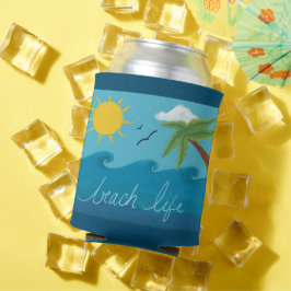Kute Beach Life Koelbox met palmboom en oceaan Blikjeskoeler