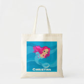 Kute Beach mermaid add name canvas tas (Voorkant)