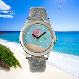Kute Beach mermaid en seaturtle Horloge