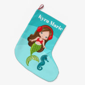 Kute Beach mermaid kerstfeestdag Grote Kerstsok (Voorkant (Hangend))