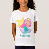 Kute Beach starfish and mermaid add name t shirt (Voorkant)