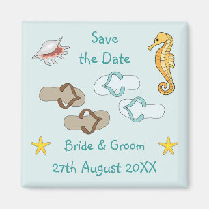 Kute Beach Wedding Save the Date Magnet