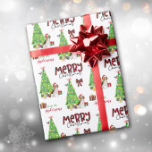 Kute beagle, vogel- en kerstboom cadeaupapier