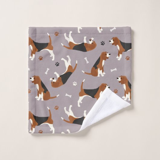 Kute beagles Paws and Botten Grey Bad Handdoek (Wasdoekje)