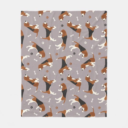 Kute beagles Paws and Botten Grey Fleece Deken (Voorkant)