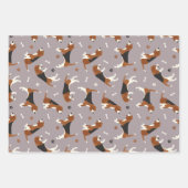 Kute beagles Paws and Botten Grey Green Roze Inpakpapier Vel (Voorkant)