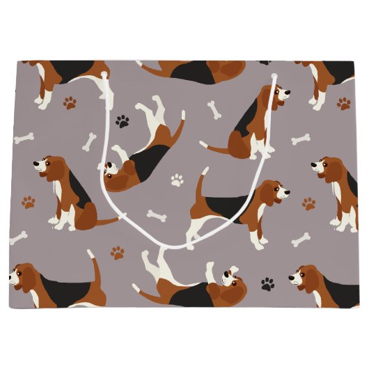Kute beagles Paws and Botten Grey Groot Cadeauzakje (Voorkant)