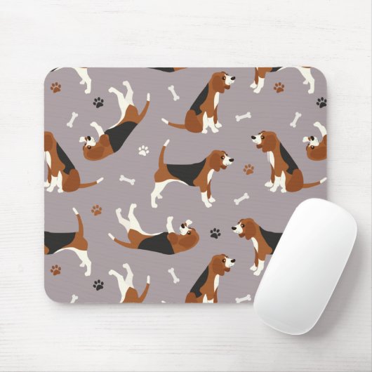 Kute beagles Paws and Botten Grey Muismat (Met muis)