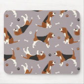 Kute beagles Paws and Botten Grey Muismat (Voorkant)