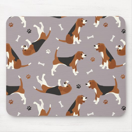 Kute beagles Paws and Botten Grey Muismat (Voorkant)