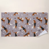 Kute beagles Paws and Botten Grey Strandlaken (Voorkant)