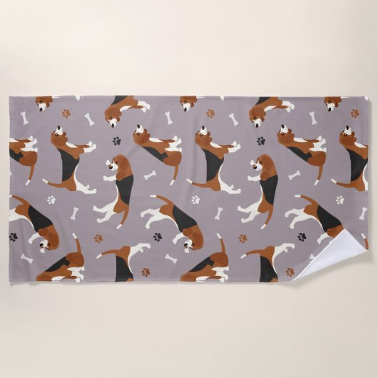 Kute beagles Paws and Botten Grey Strandlaken (Voorkant)