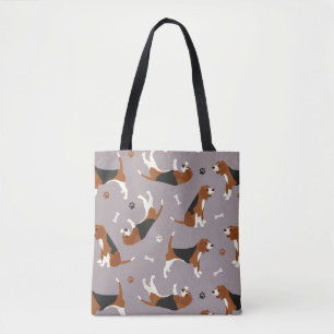 Kute beagles Paws and Botten Grey Tote Bag