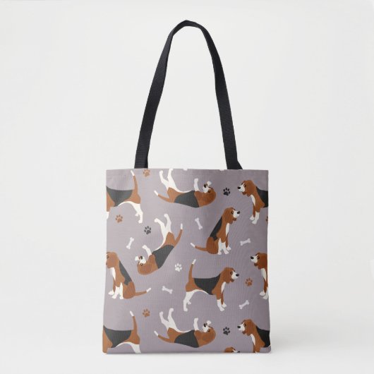 Kute beagles Paws and Botten Grey Tote Bag (Voorkant)