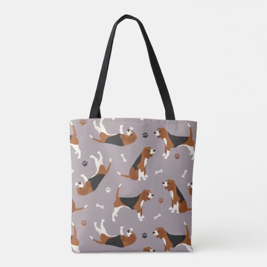 Kute beagles Paws and Botten Grey Tote Bag (Achterkant)