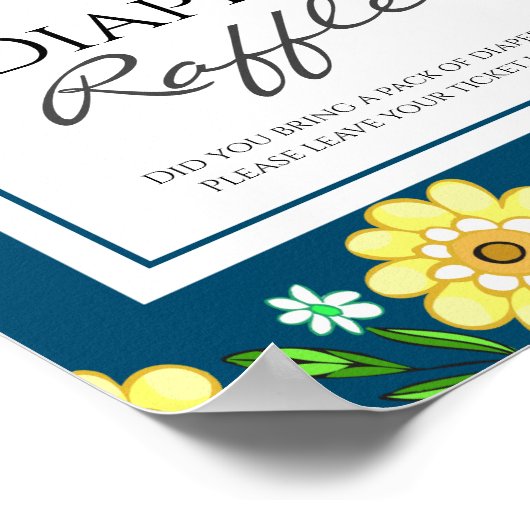 Kute bee Baby shower Diaper Raffle Party Sign Poster (Hoek)